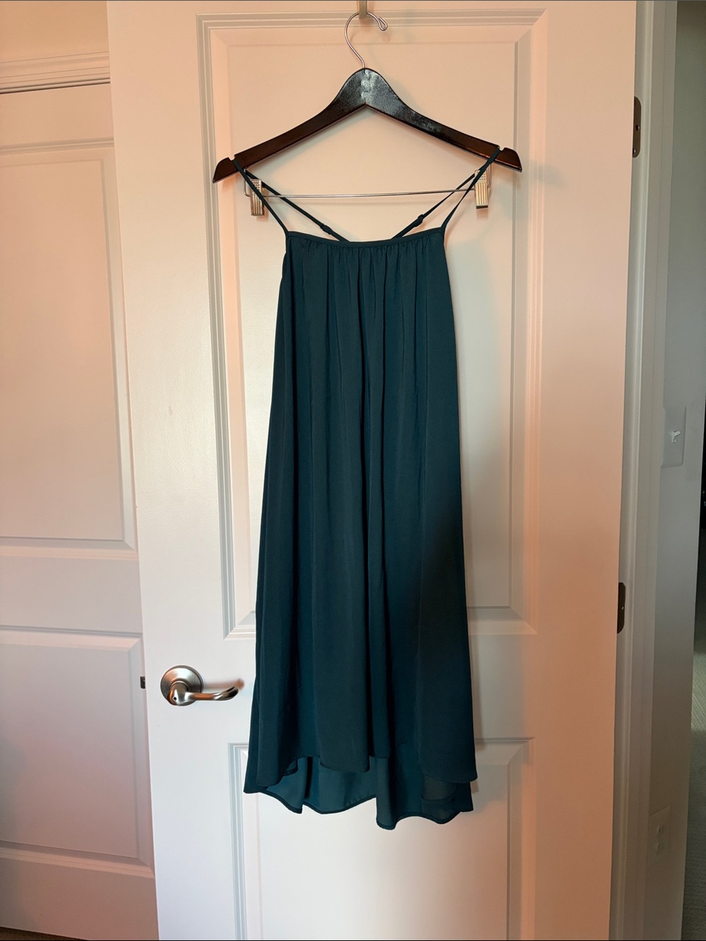 Banana Republic Teal Midi Slip Dress with Spaghetti Straps